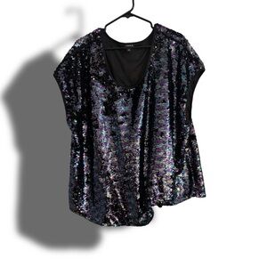 💕4/$40 (0086) Torrid sequin top black iridescent 3 3x xxxl  crew